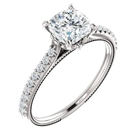 Rings GB 130 Ct Cushion Natural Earth Mined Diamond Engagement Ring With Accents Rings GB 130 Ct Cushion Natural Earth Mined Diamond Engagement Ring With Accents