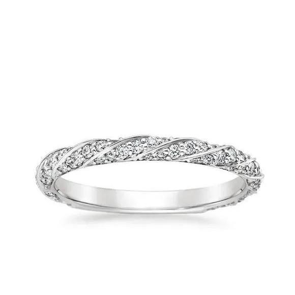 Rings GB 225 Ct Round Cut Natural Earth Mined Diamond Wedding Band 14K White Gold Rings GB 225 Ct Round Cut Natural Earth Mined Diamond Wedding Band 14K White Gold