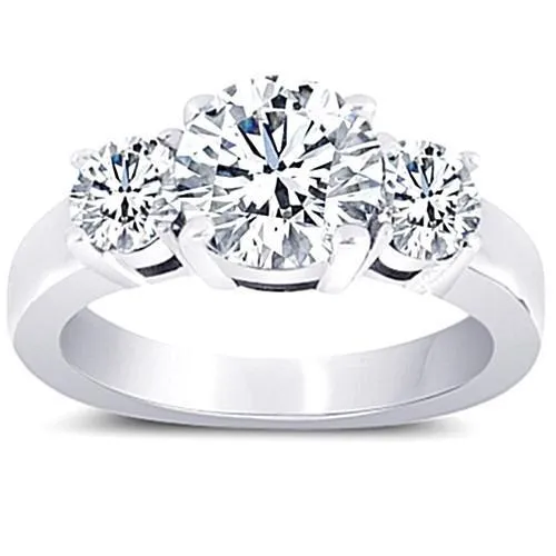 Rings GB 301 Carat Natural Earth Mined Diamond Three Stone Engagement Anniversary Ring White Gold Rings GB 301 Carat Natural Earth Mined Diamond Three Stone Engagement Anniversary Ring White Gold