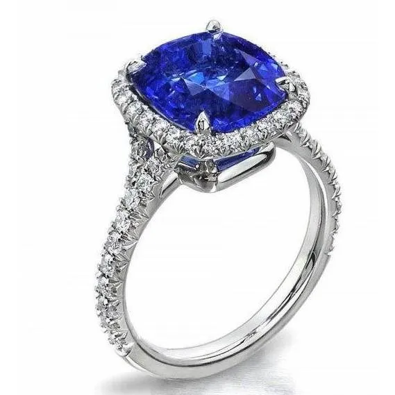Rings GB Blue Sapphire Wedding Ring For Women