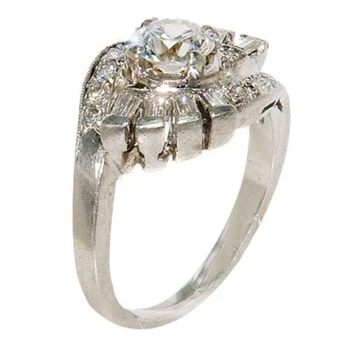 Rings GB Round And Baguette Vintage Style Real Natural Earth Mined Diamond Engagement Ring 230 Carats Rings GB Round And Baguette Vintage Style Real Natural Earth Mined Diamond Engagement Ring 230 Carats