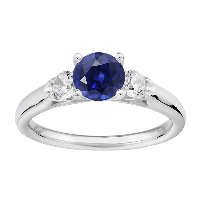 Rings HarryChadEntcom 3 Stone Anniversary Ring Round Ceylon Sapphire Natural Earth Mined Diamonds 175 Carats Rings HarryChadEntcom 3 Stone Anniversary Ring Round Ceylon Sapphire Natural Earth Mined Diamonds 175 Carats