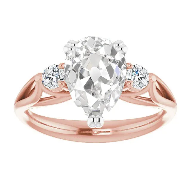 Rings HarryChadEntcom 3 Stone Ring Big Pear Old Miner Lab Grown Diamond Split Shank 950 Carats Gold 14K Rings HarryChadEntcom 3 Stone Ring Big Pear Old Miner Lab Grown Diamond Split Shank 950 Carats Gold 14K