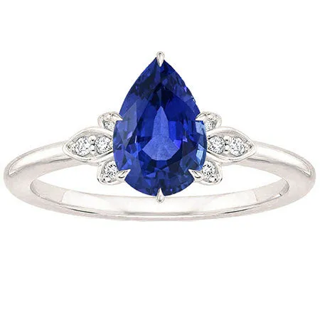 Rings HarryChadEntcom Blue Sapphire Natural Earth Mined Diamond Anniversary Ring 2 Carats Pear Cut Prong Set New Rings HarryChadEntcom Blue Sapphire Natural Earth Mined Diamond Anniversary Ring 2 Carats Pear Cut Prong Set New