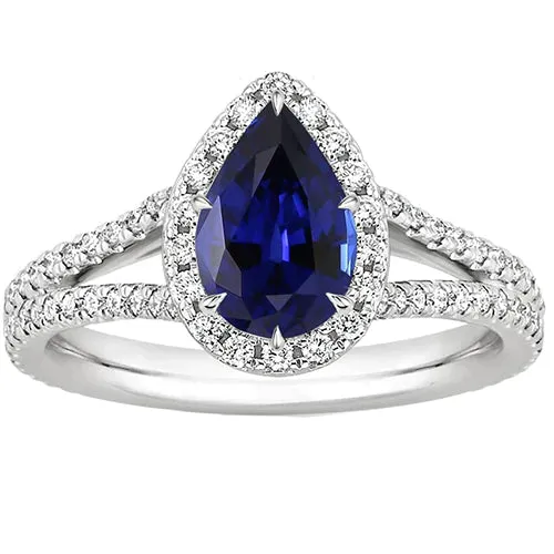 Rings HarryChadEntcom Halo Ceylon Blue Saphire Ring