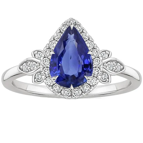 Rings HarryChadEntcom Halo Ring Floral Style Pear Sri Lankan Sapphire Natural Earth Mined Diamonds 4 Carats Rings HarryChadEntcom Halo Ring Floral Style Pear Sri Lankan Sapphire Natural Earth Mined Diamonds 4 Carats