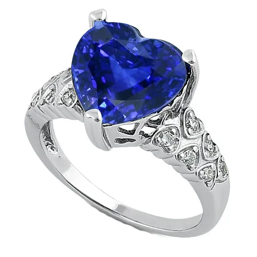 Rings HarryChadEntcom Heart Ceylon Blue Sapphire Ring With Natural Earth Mined Diamonds 7 Carats Gold 14K Rings HarryChadEntcom Heart Ceylon Blue Sapphire Ring With Natural Earth Mined Diamonds 7 Carats Gold 14K