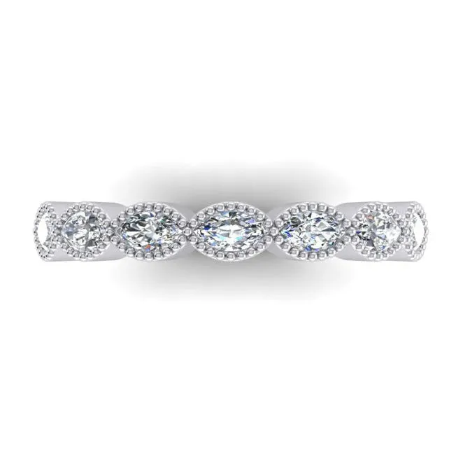 Rings HarryChadEntcom Marquise Mined Diamond Eternity Gold Band With Milgrain Rings HarryChadEntcom Marquise Mined Diamond Eternity Gold Band With Milgrain