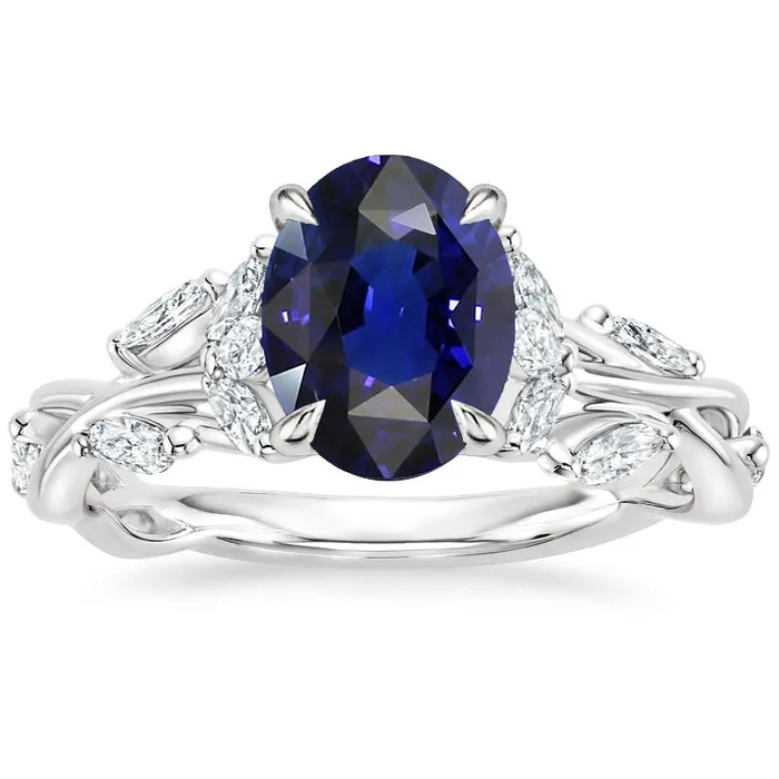 Rings HarryChadEntcom Natural Earth Mined Diamond Gemstone Ring Leaf Style Oval Cut Blue Sapphire 5 Carats Rings HarryChadEntcom Natural Earth Mined Diamond Gemstone Ring Leaf Style Oval Cut Blue Sapphire 5 Carats