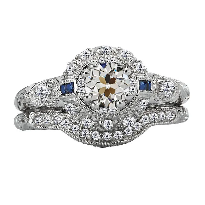 Rings HarryChadEntcom Old Cut Natural Earth Mined Diamond Sapphires Engagement Ring Set Vintage Style 4 Carats Rings HarryChadEntcom Old Cut Natural Earth Mined Diamond Sapphires Engagement Ring Set Vintage Style 4 Carats