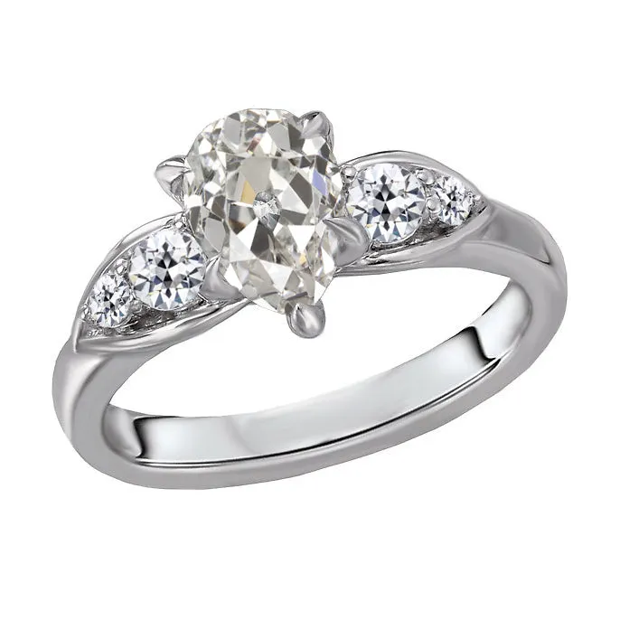 Rings HarryChadEntcom Pear and Round Old Cut Earth Mined Diamond Ring Three Prong Set 3 Carats Rings HarryChadEntcom Pear and Round Old Cut Earth Mined Diamond Ring Three Prong Set 3 Carats