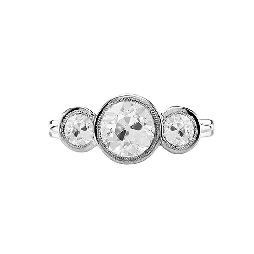 Rings HarryChadEntcom Three Stone Round Bezel Set Natural Earth Mined Diamond Ring Old European 175 Carats Rings HarryChadEntcom Three Stone Round Bezel Set Natural Earth Mined Diamond Ring Old European 175 Carats