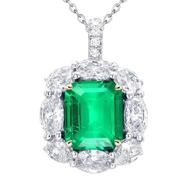 Rings HarryChadEntcom Two Tone Colombian Green Emerald Pendant Gemstone Jewelry