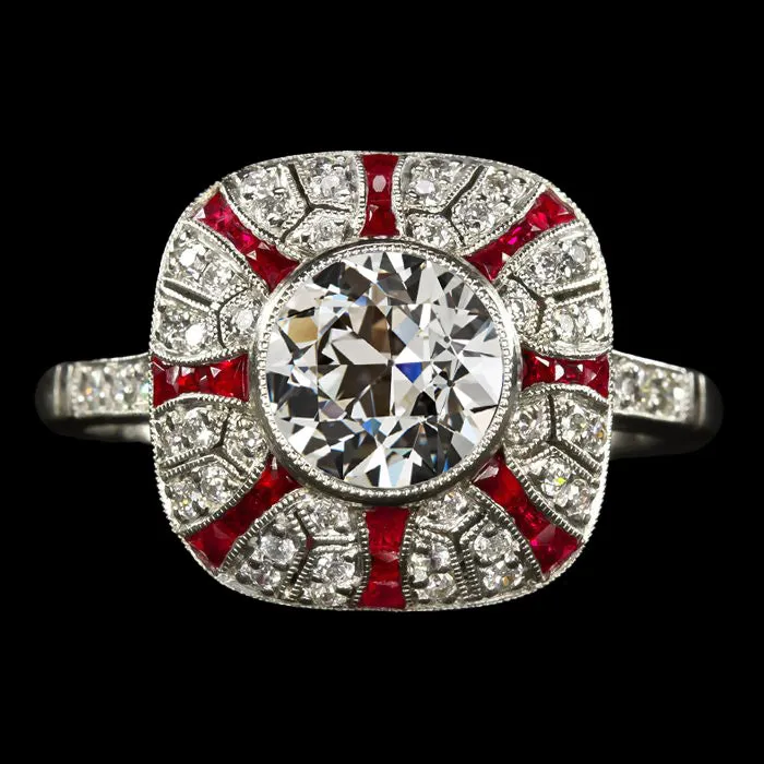 Rings HarryChadEntcom Vintage Style Halo Ring Old Cut Natural Earth Mined Diamond Bezel Set Rubies 5 Carats Rings HarryChadEntcom Vintage Style Halo Ring Old Cut Natural Earth Mined Diamond Bezel Set Rubies 5 Carats