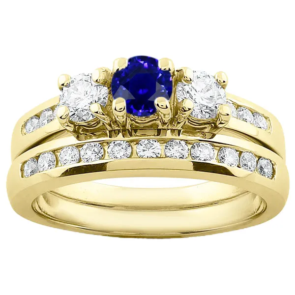 Rings HarryChadEntcom Womens Yellow Gold Natural Earth Mined Diamond Sapphire Engagement Ring Set Rings HarryChadEntcom Womens Yellow Gold Natural Earth Mined Diamond Sapphire Engagement Ring Set