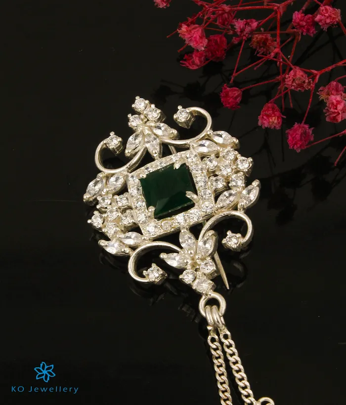 Rings Silversmith The Yuvraj Silver Pearl Brooch GreenBright Silver