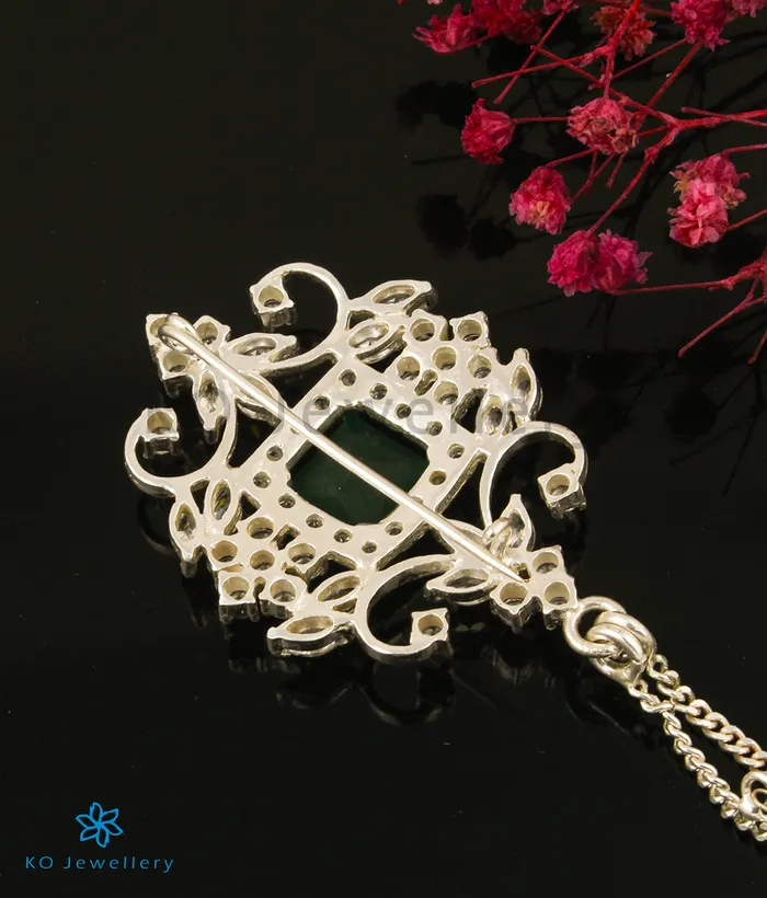 Rings Silversmith The Yuvraj Silver Pearl Brooch GreenBright Silver