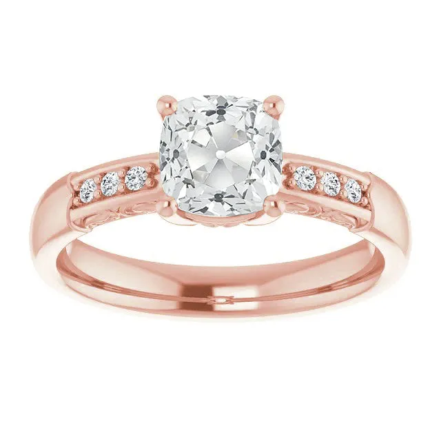 Round Cushion Old Miner Genuine Natural Earth Mined Diamond Wedding Ring With Accents 6 Carats HarryChadEntcom Rings