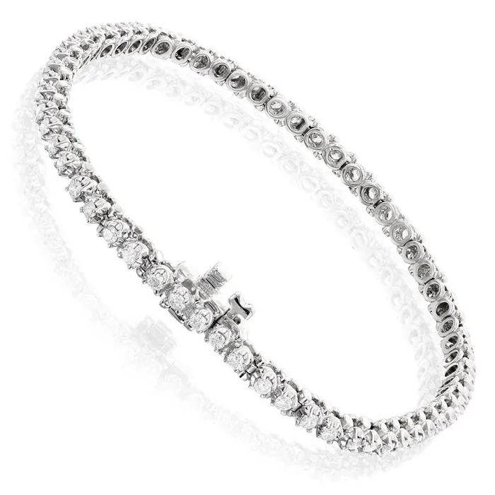 Round Cut 3 Carats Sparkling Natural Earth Mined Diamonds Tennis Bracelet Gold White GB Bracelets Round Cut 3 Carats Sparkling Natural Earth Mined Diamonds Tennis Bracelet Gold White GB Bracelets