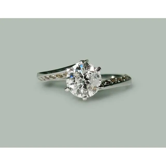 Round Natural Earth Mined Diamond Anniversary Ring 136 Carats Jewelry New White Gold 14K GB Rings Round Natural Earth Mined Diamond Anniversary Ring 136 Carats Jewelry New White Gold 14K GB Rings