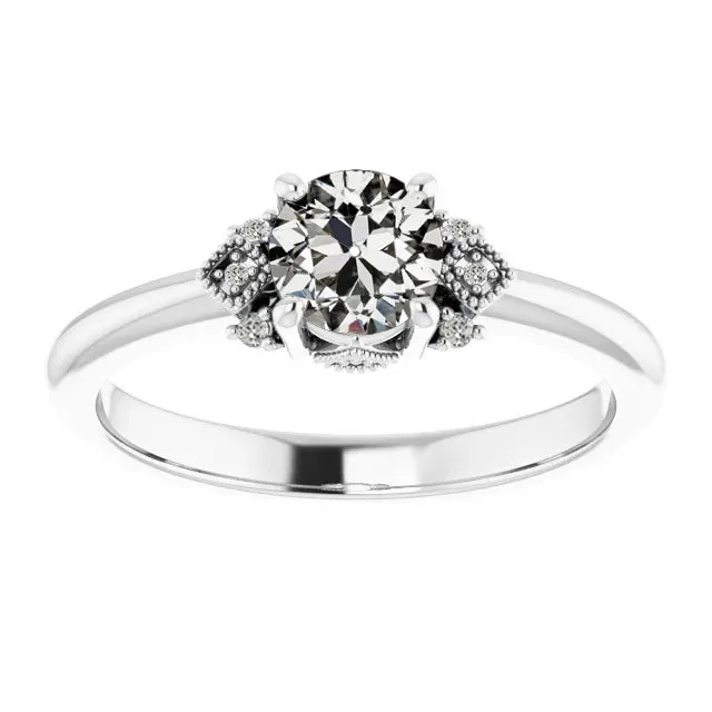 Round Old Mine Cut Natural Earth Mined Diamond Ring White Gold Ladies Jewelry 3 Carats HarryChadEntcom Rings