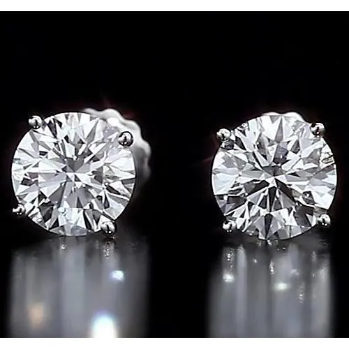 Round Stud Earrings 2 Carats Prong Set Jewelry White Gold 14K Natural Earth Mined Diamond GB Earrings Round Stud Earrings 2 Carats Prong Set Jewelry White Gold 14K Natural Earth Mined Diamond GB Earrings