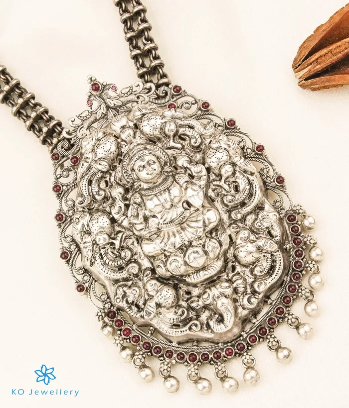 Silversmith Necklaces The Bhavini Nakkasi Silver Lakshmi Necklace
