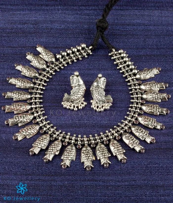 Silversmith Necklaces The Matsya Silver Necklace Oxidised
