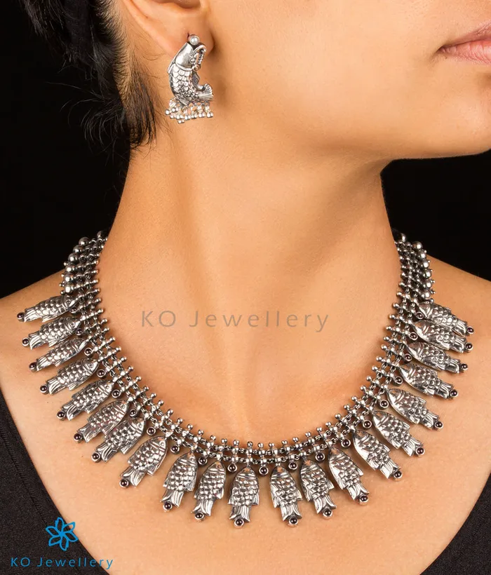 Silversmith Necklaces The Matsya Silver Necklace Oxidised