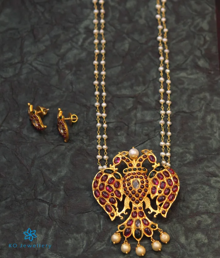 Silversmith Necklaces The Niyathi Gandaberunda Silver Pearl Necklace