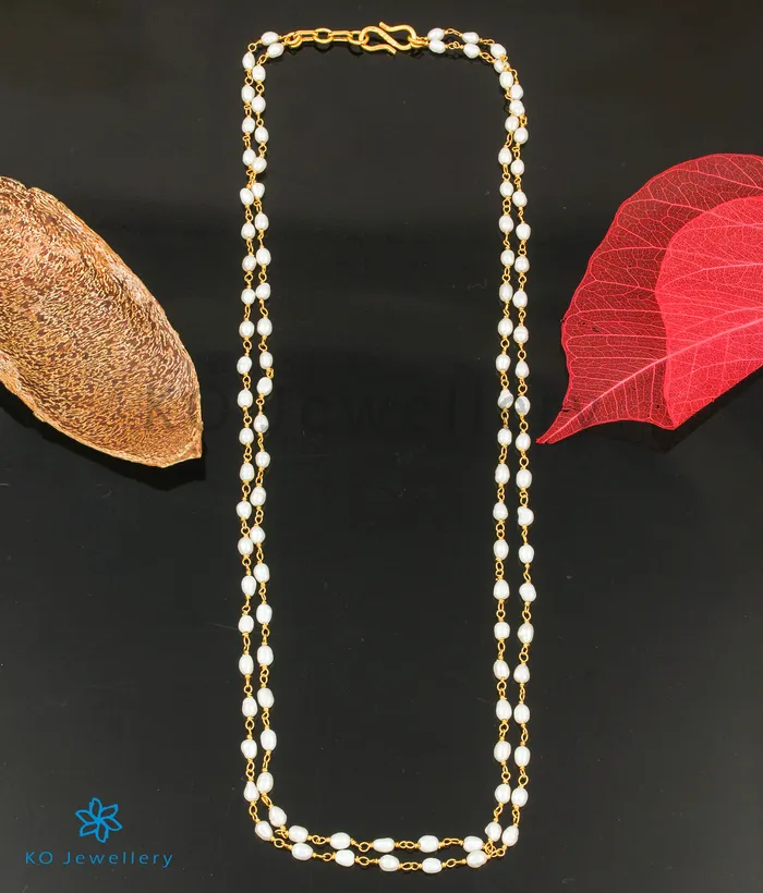 Silversmith Necklaces The Samudra Silver Pearl Necklace Long Pearls2 layers Silversmith Necklaces The Samudra Silver Pearl Necklace Long Pearls2 layers