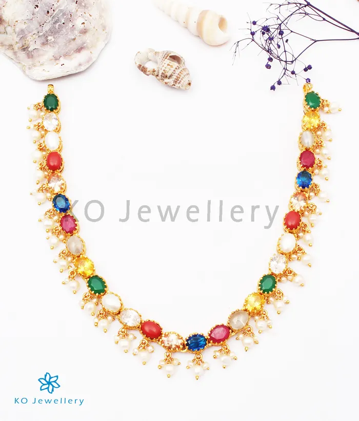 Silversmith Necklaces The Vama Silver Navratna Necklace