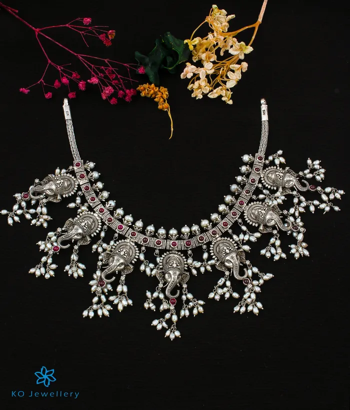 Silversmith The Gajrup Silver Ganesha Guttapusalu Necklace Necklaces