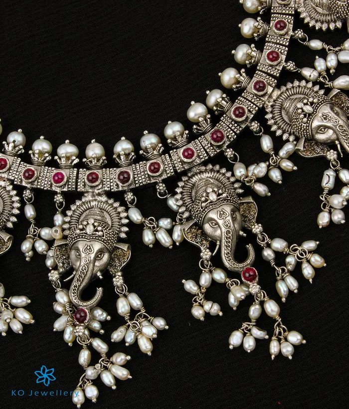 Silversmith The Gajrup Silver Ganesha Guttapusalu Necklace Necklaces
