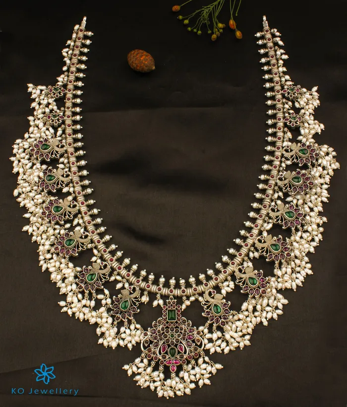 Silversmith The Rachana Silver Guttapusalu Necklace OxidisedLong Necklaces