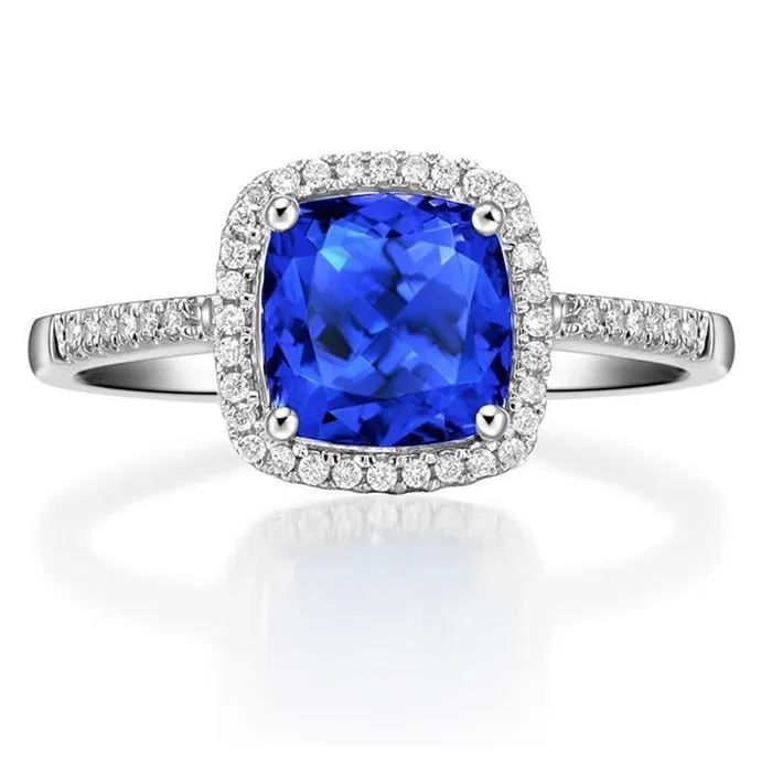 Sri Lanka Blue Sapphire Natural Earth Mined Diamonds 330 Ct Ring White Gold 14K GB Rings Sri Lanka Blue Sapphire Natural Earth Mined Diamonds 330 Ct Ring White Gold 14K GB Rings