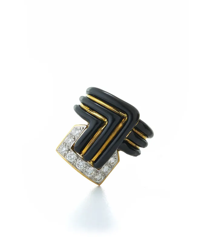 Stella Stripe Ring Black Enamel David Webb Workshop Rings