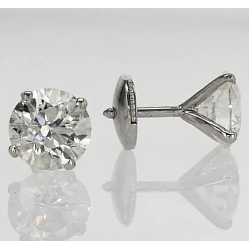 Stud Earring Round Natural Earth Mined Diamond 160 Carats White Gold 14K GB Earrings Stud Earring Round Natural Earth Mined Diamond 160 Carats White Gold 14K GB Earrings