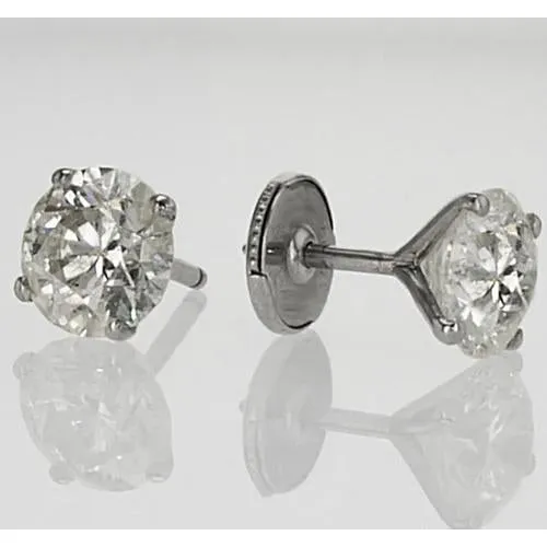 Stud Earring Round Natural Earth Mined Diamond 160 Carats White Gold 14K GB Earrings