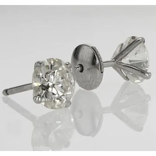 Stud Earring Round Natural Earth Mined Diamond 160 Carats White Gold 14K GB Earrings