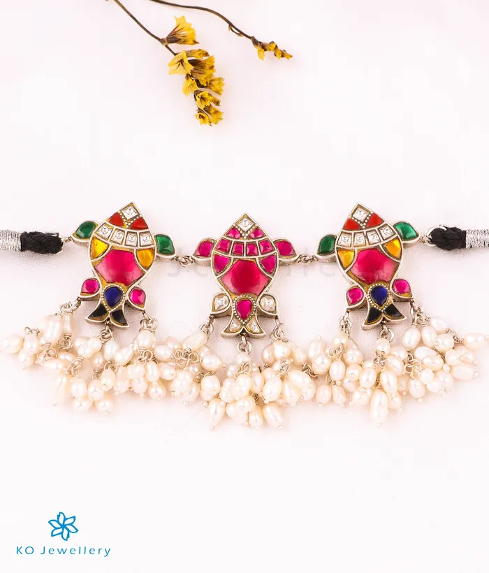 The Maratib Silver Polki Choker Necklace Kundan Necklaces
