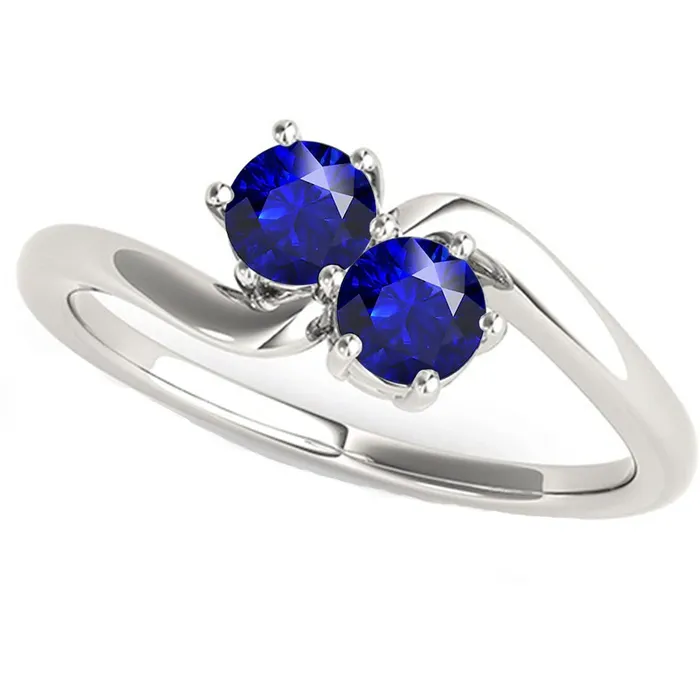 Toi et Moi Anniversary Ring Round Ceylon Sapphire 4 Carats Prong Set HarryChadEntcom Rings Toi et Moi Anniversary Ring Round Ceylon Sapphire 4 Carats Prong Set HarryChadEntcom Rings