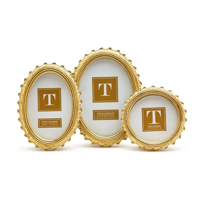Twos Company PreStyled Sets Twos Company Gold Falcate Photo Frame 3 Sizes Vintage Gold Frame Set of 3 Twos Company PreStyled Sets Twos Company Gold Falcate Photo Frame 3 Sizes Vintage Gold Frame Set of 3