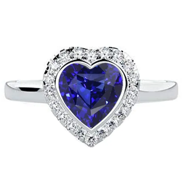 White Gold Halo Ring Heart Deep Blue Sapphire Jewelry 4 Carats HarryChadEntcom Rings White Gold Halo Ring Heart Deep Blue Sapphire Jewelry 4 Carats HarryChadEntcom Rings