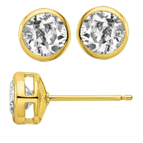 Yellow Gold Stud Earrings 3 Ct Old Miner Real Diamond Bezel Set HarryChadEntcom Earrings Yellow Gold Stud Earrings 3 Ct Old Miner Real Diamond Bezel Set HarryChadEntcom Earrings